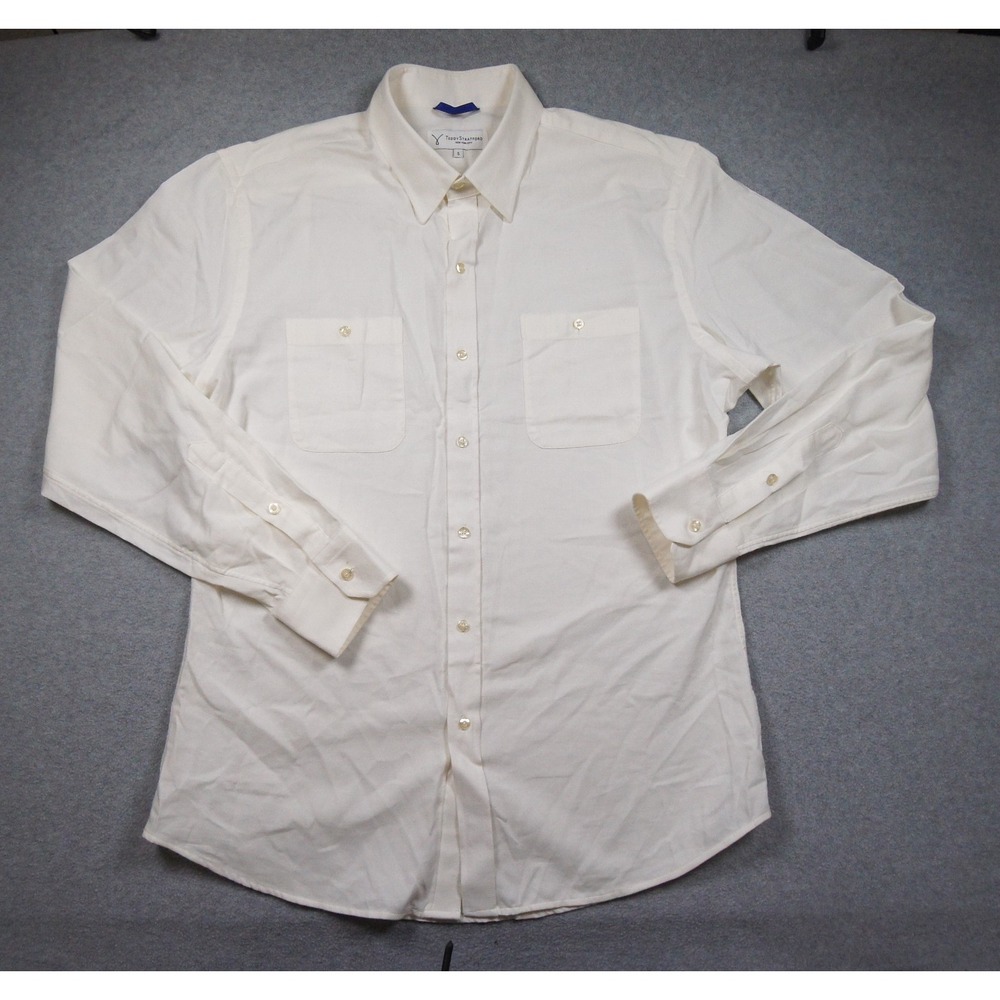 Teddy Stratford Shirt Mens Size 5 White Button Up Long Sleeve Dual Pocket NYC